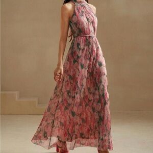 Floral Pink Halter Maxi Dress NWT
